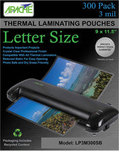 Load image into Gallery viewer, Apache Laminating Pouches, 3 mil, Letter Size, 300 Pack - Apache
