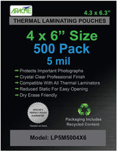 Load image into Gallery viewer, Apache Laminating Pouches, 5 mil, 4x6&quot; Size, 500 Pack - Apache
