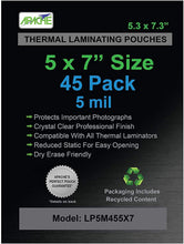 Load image into Gallery viewer, Apache Laminating Pouches, 5 mil, 5x7&quot; Size, 45 Pack - Apache
