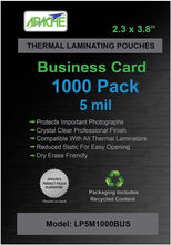 Load image into Gallery viewer, Apache Laminating Pouches, 5 mil, Business Card Size, 1000 Pack - Apache
