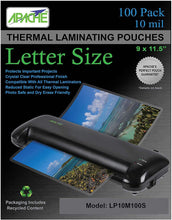Load image into Gallery viewer, Apache Laminating Pouches, 10 mil, Letter Size, 100 Pack - Apache
