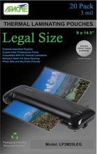 Load image into Gallery viewer, Apache Laminating Pouches, 3 mil, Legal Size, 20 Pack - Apache
