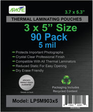 Load image into Gallery viewer, Apache Laminating Pouches, 5 mil, 3x5&quot; Size, 90 Pack - Apache
